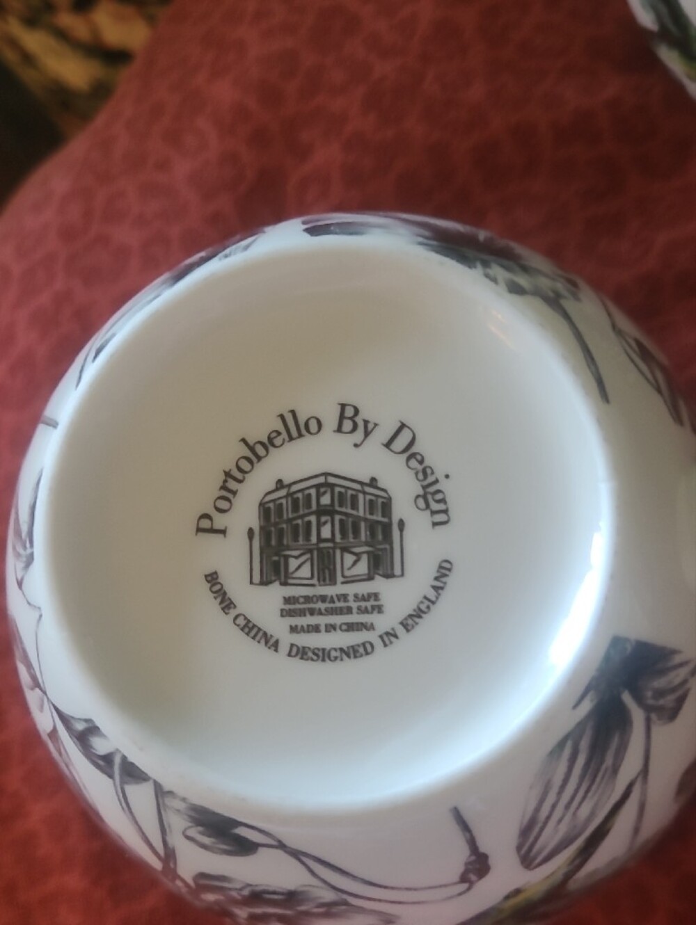 White Floral Hummingbird Porcelain Tea Cups PORTOBELLO by - Set of 2 - Picture 2 of 5